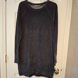 Athleta Women’s Gray Velour Criss Cross Long Sleeve Short Shift Dress Sz M Cozy